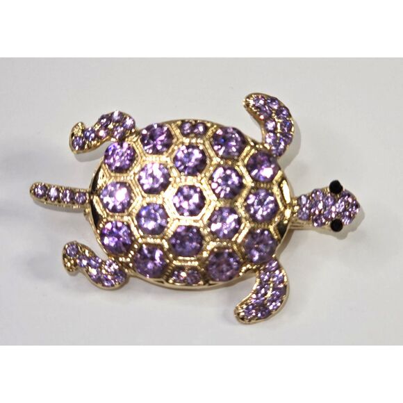 Purple Rhinestone Turtle Brooch - Picture 5 of 5